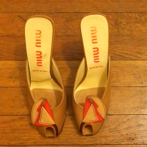 Miu Miu leather peep toe mules - Picture 3 of 6